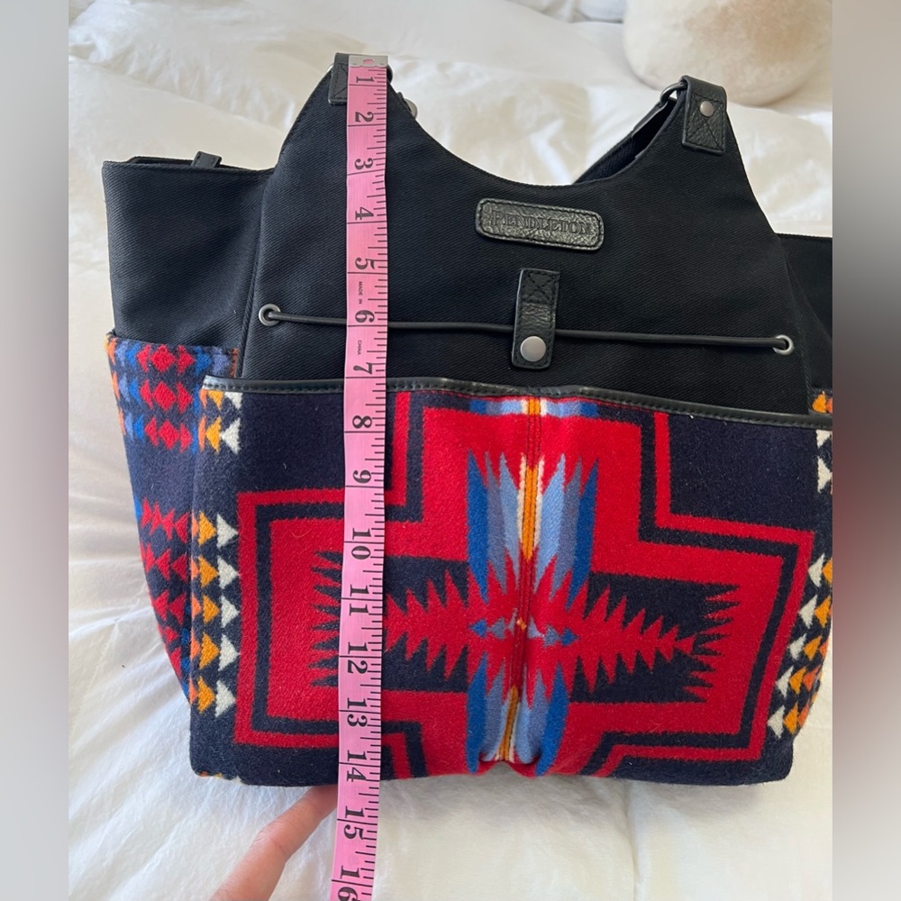 Pendleton | Red Black Wool Cargo Tote | Southwest Style | Travel Work Diaper Bag - Picture 5 of 13